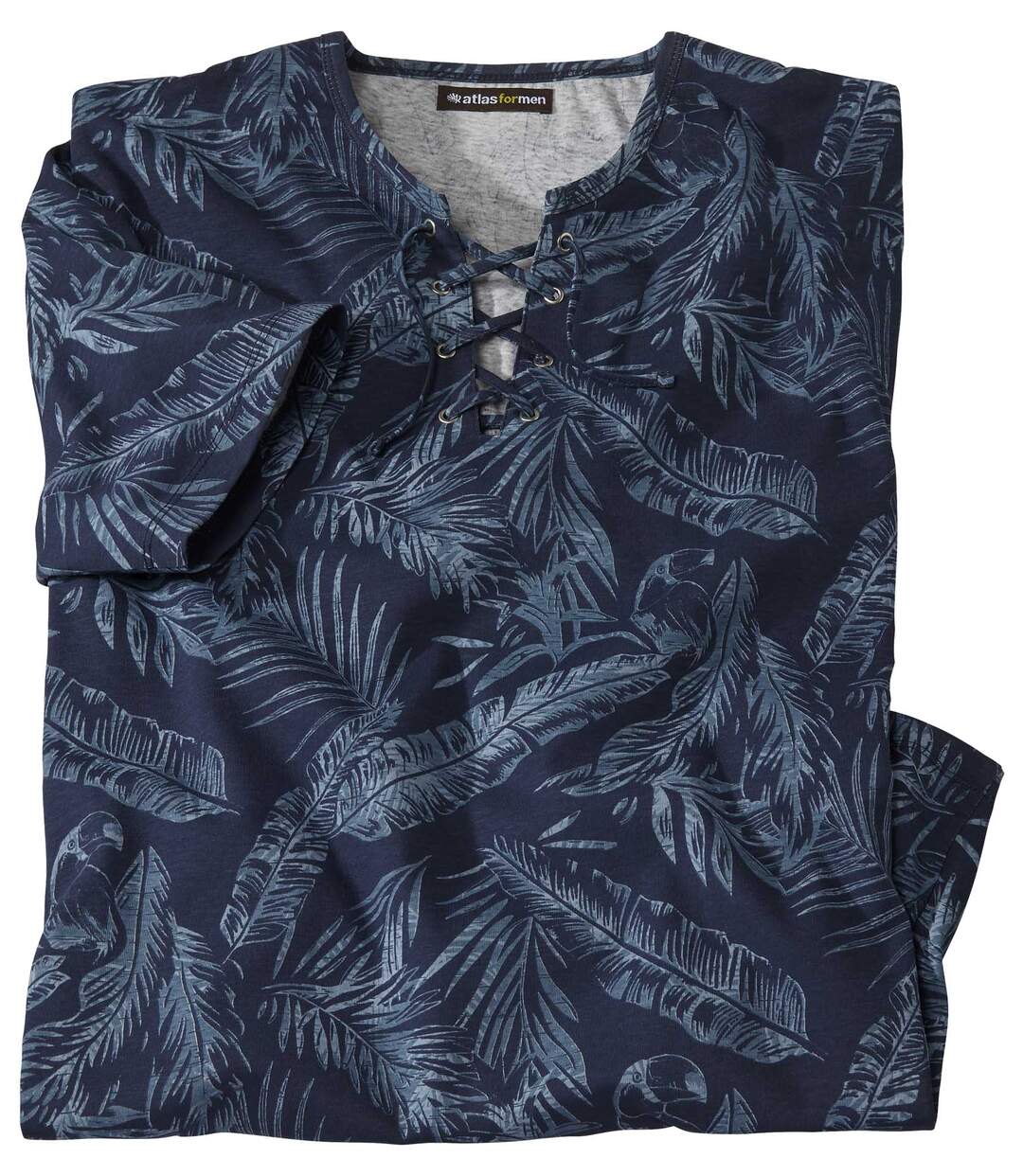 Tropical T-shirt met veterhals-2