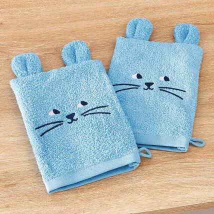 2 gants de toilette