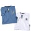 Pack of 2 Men's Dual Collar T-Shirts - White Blue