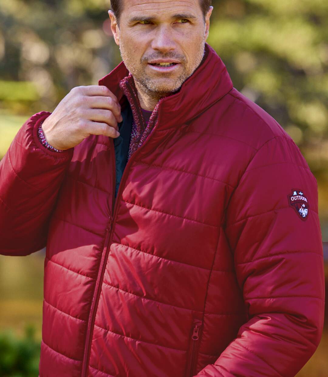 Men's Burgundy Water-Repellent Padded Jacket-4