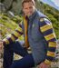 Men's Blue & Yellow Reversible Puffer Vest 