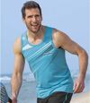 Pack of 3 Men's Graphic Print Vests - Turquoise White Anthracite Atlas For Men