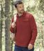 Pack of 2 Men's Microfleece Polo Shirts - Brick Red Black 