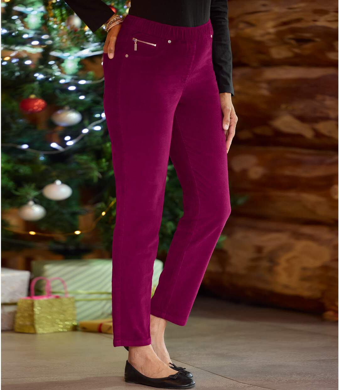 Pantalon Tregging en Velours Stretch-1