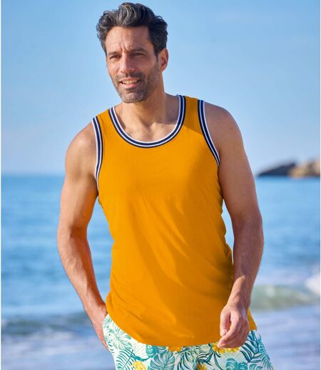 Pack of 3 Men's Beach Vests - Yellow Turquoise Coral