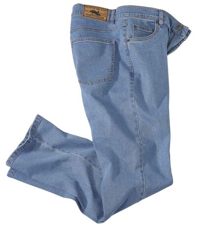 Men's Faded Stretch Blue Jeans