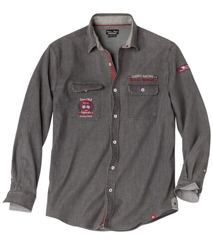 Men's Grey Classic Racing Denim Shirt