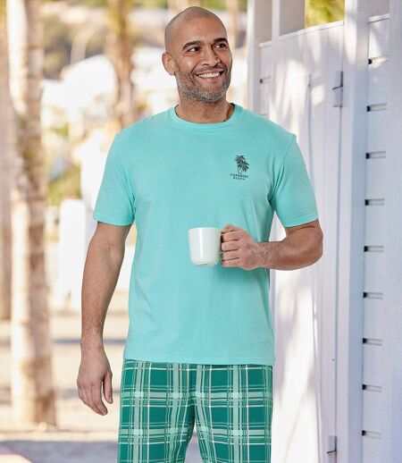 Men's Summer Pyjama Short Set - Turquoise 