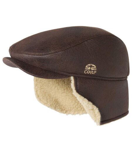 Men's Brown Faux-Suede Flat Cap