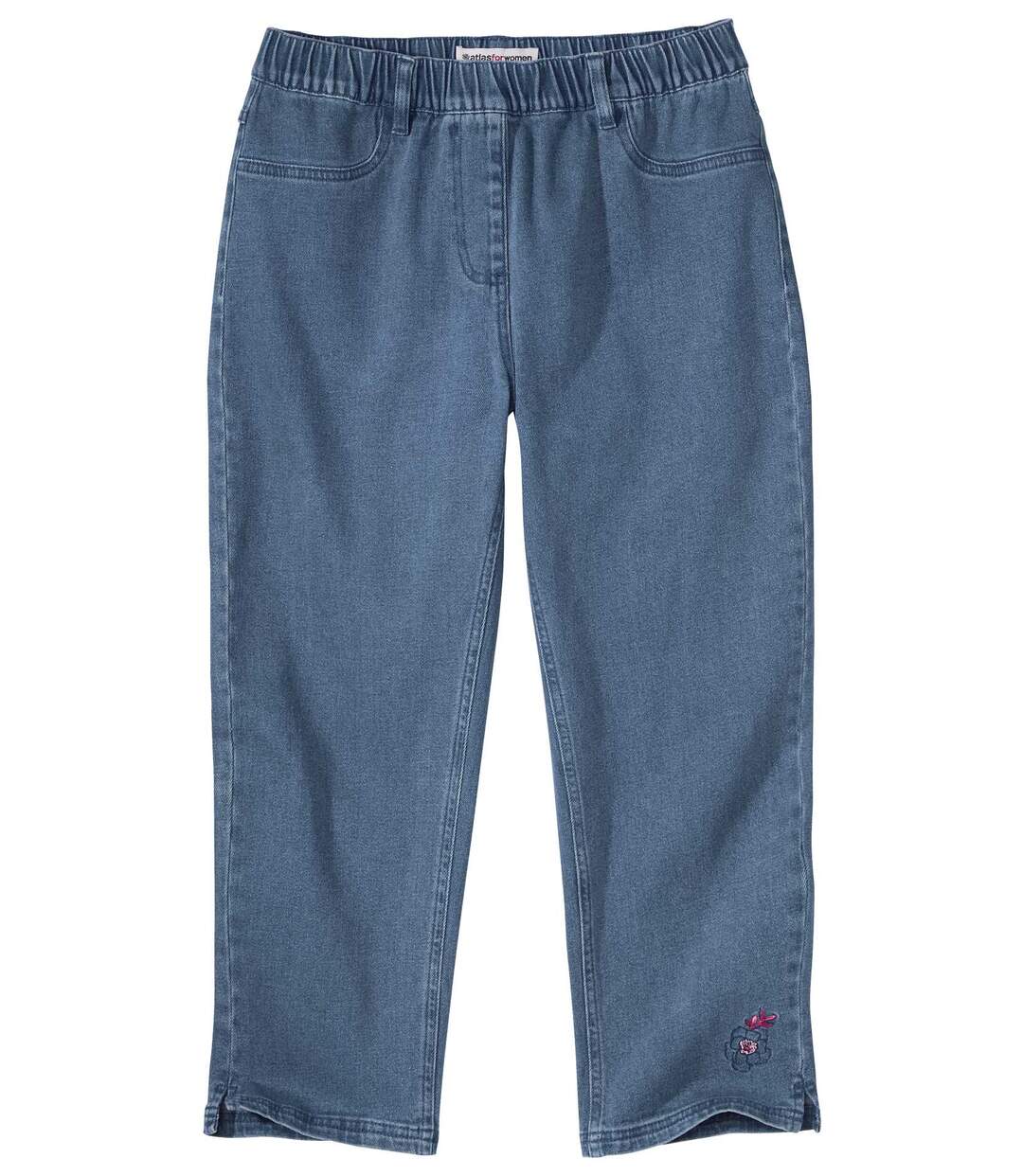 Tregginsy 7/8 z jeansu ze stretchem i haftami  Atlas For Men