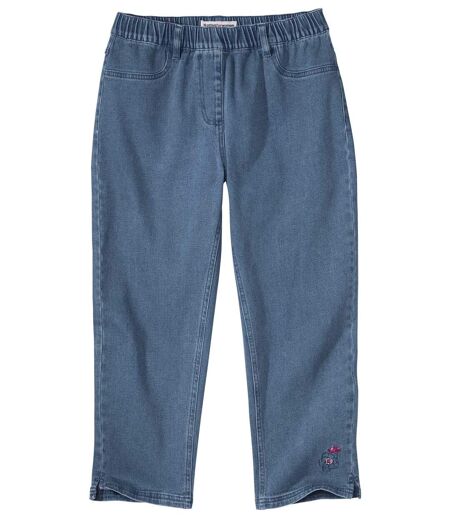 7/8e stretch jeans met borduursel  