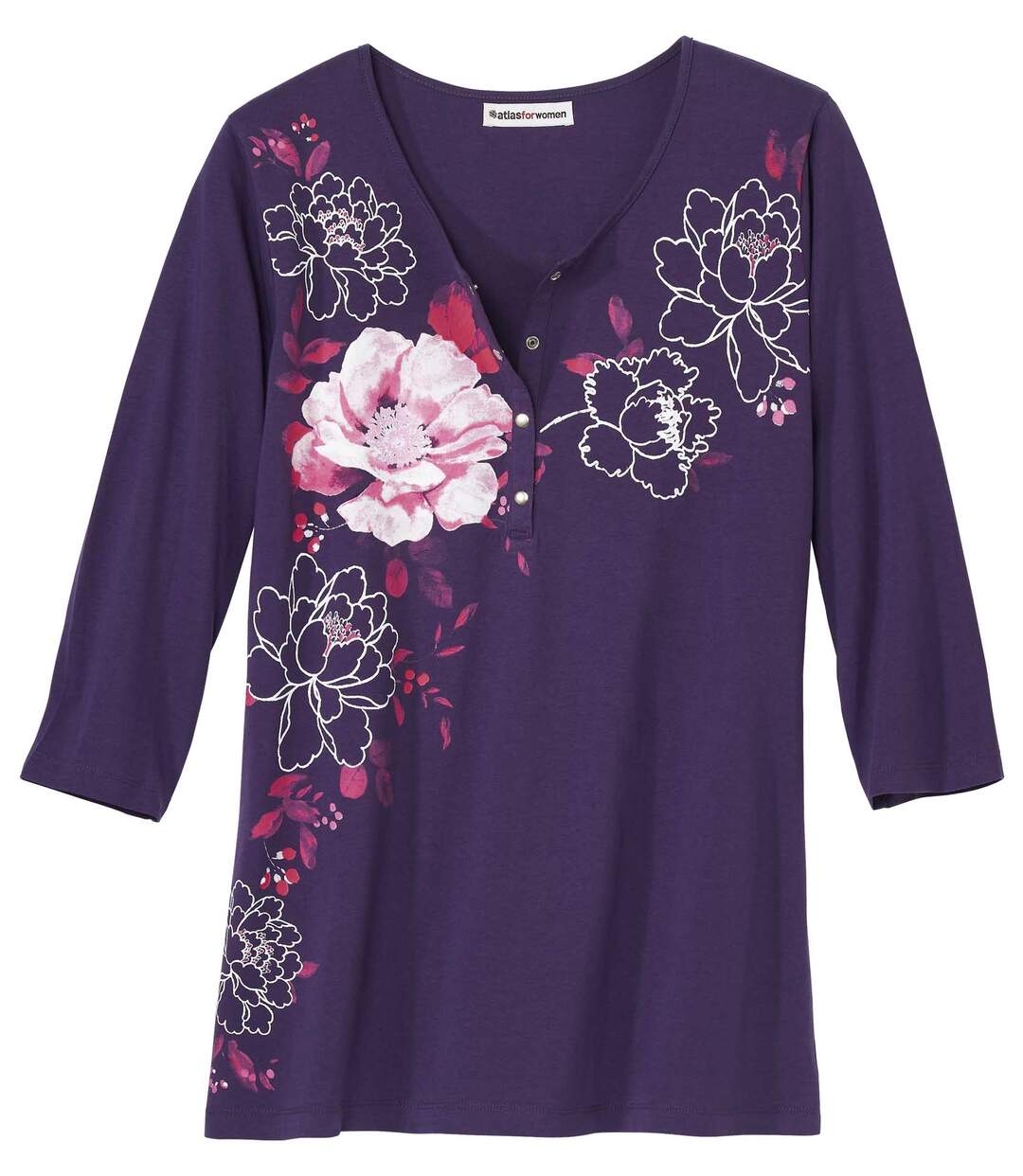T-shirt met drukknopen hals-2