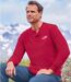 Pack of 3 Men's Henley-Neck Tops - Navy Red Blue-4