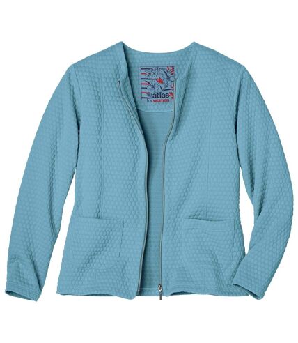 Women's Blue Quilted Jacket - Full Zip 