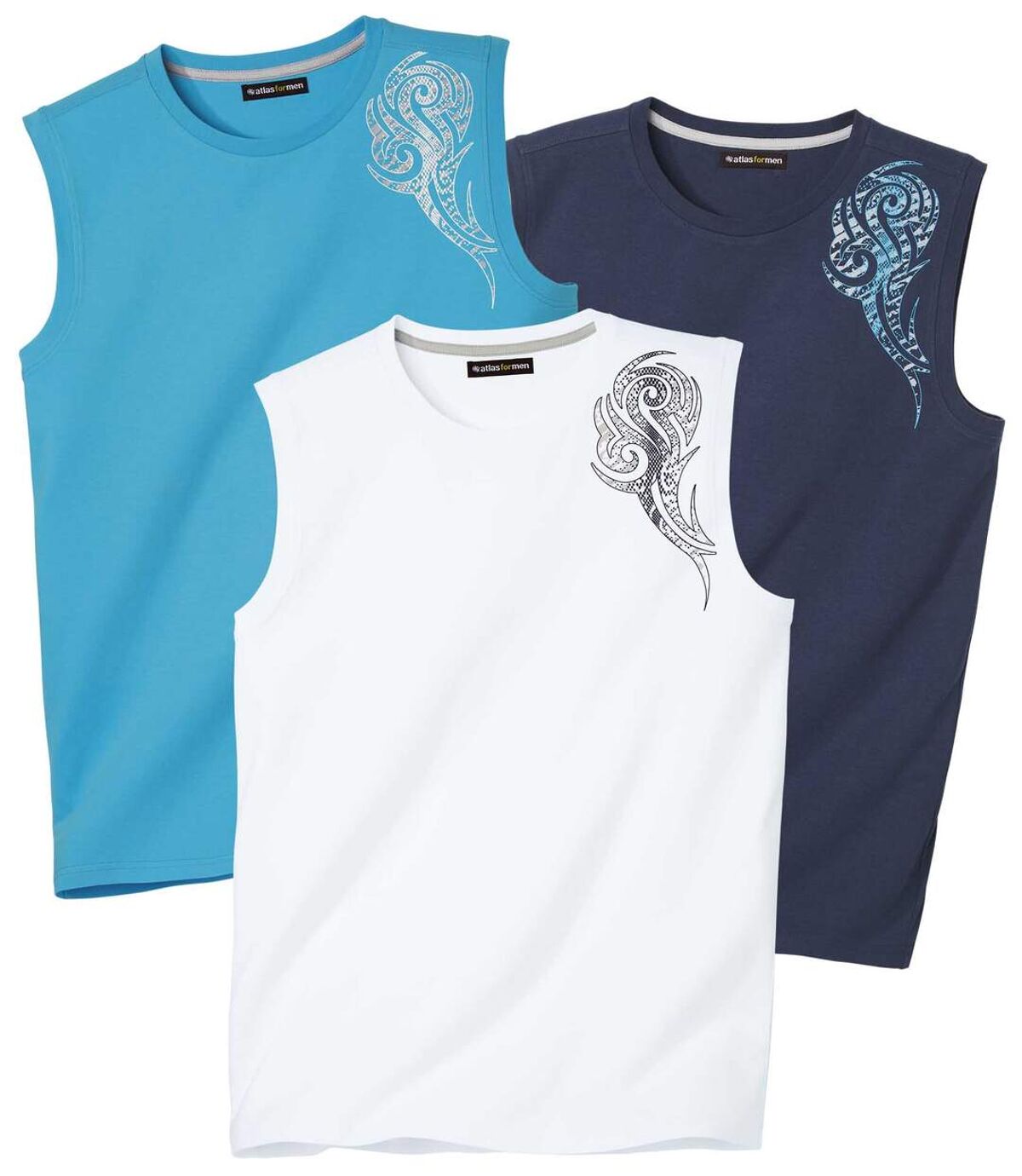3er-Pack ärmellose Shirts aus bequemem Jersey Atlas For Men