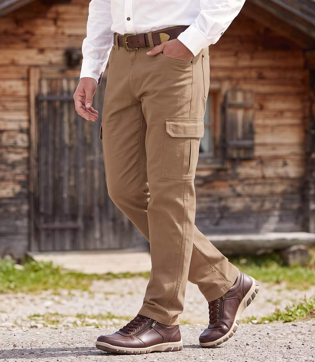 Félig gumírozott derekú cargo nadrág-1
