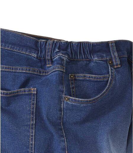 Modré strečové džíny s vymytým efektem