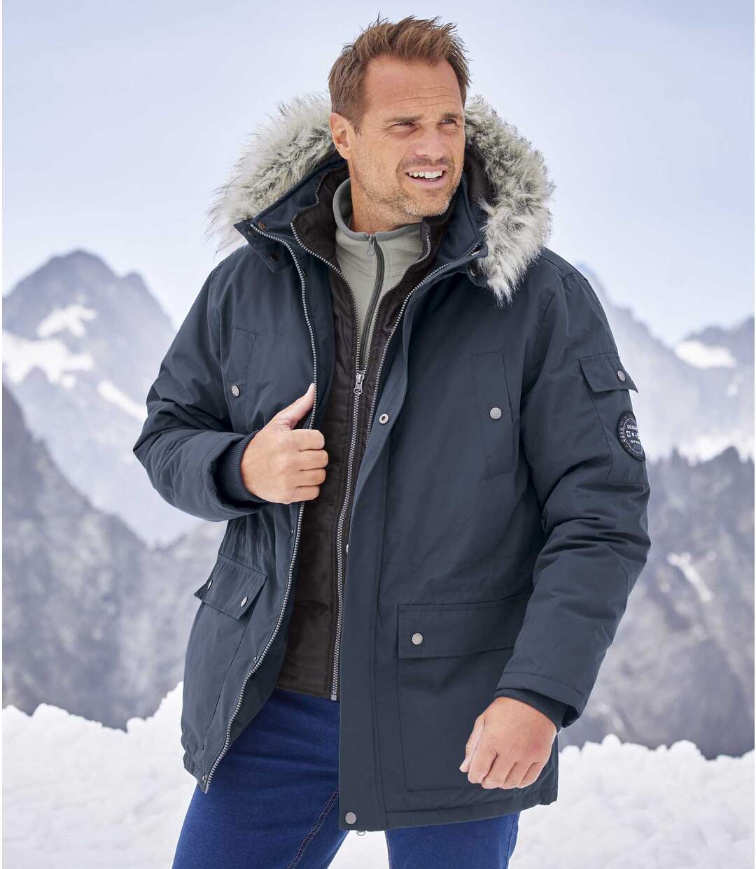 Parka Arktis mit vielen Taschen und Webpelzkapuze Atlas For Men