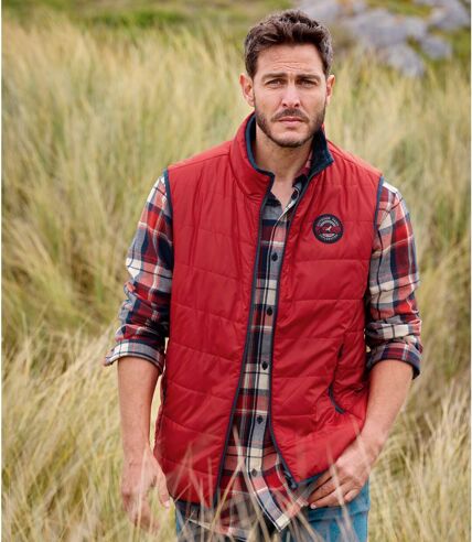 Men's Red & Navy Reversible Padded Gilet