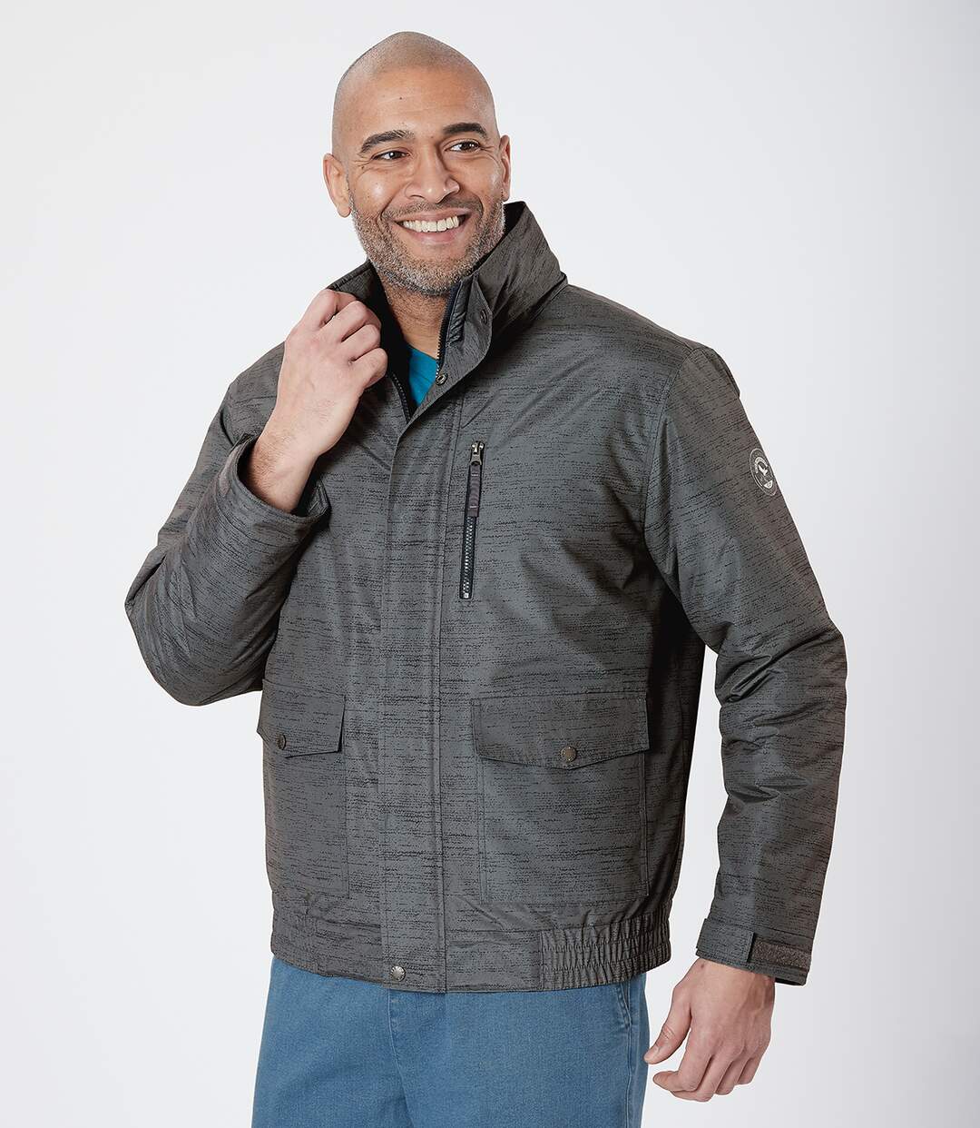 Men's Grey Microfibre Jacket - Water-Repellent-4