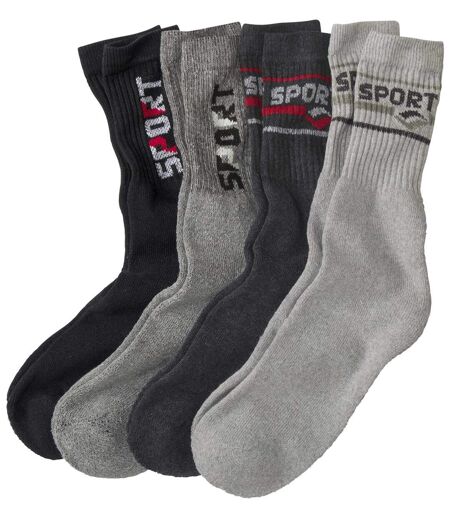 Pack of 4 Pairs of Men's Sports Socks - 1 Black 1 Anthracite 2 Grey 