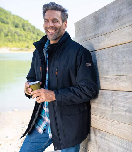 Men's Navy Multipocket Parka - Water-Repellent