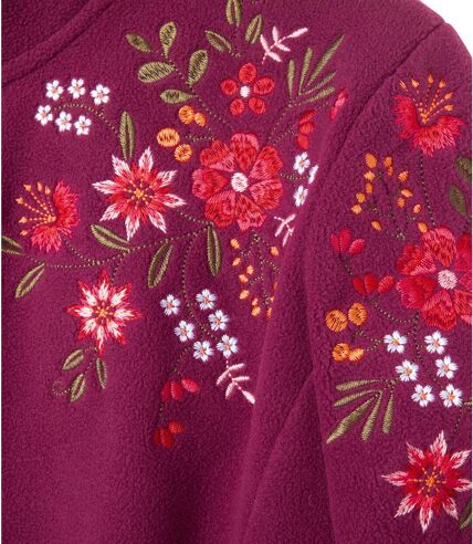 Women's Plum Embroidered Fleece Jacket