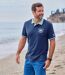 Pack of 2 Men's Nautical Polo Shirts - Aqua Green and Navy