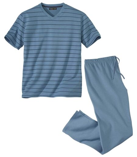 Men's Blue Striped Pajama Set