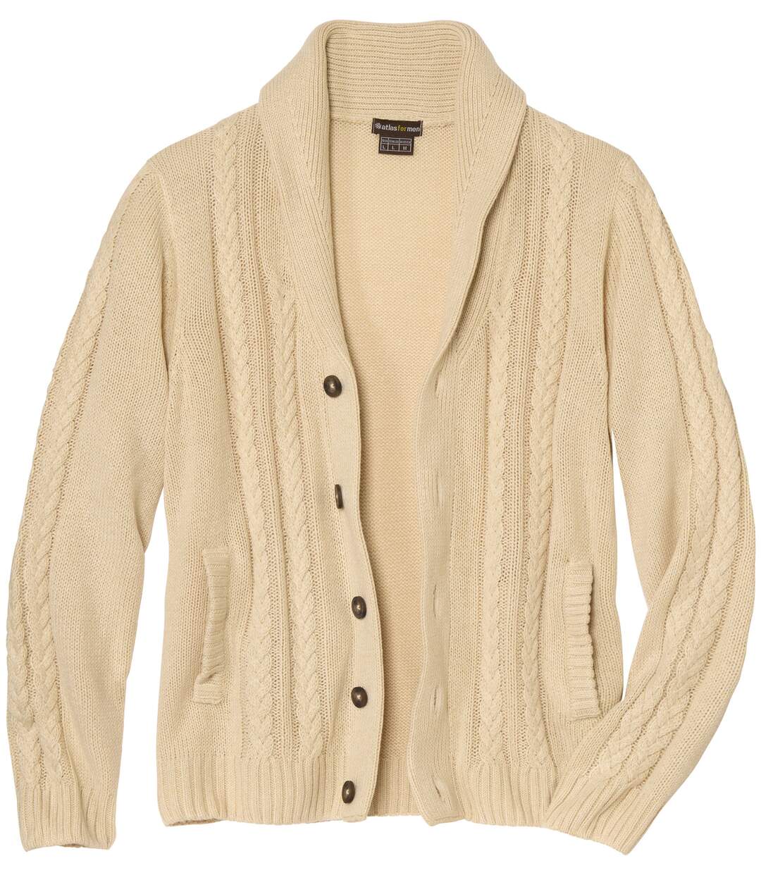 Gilet Tricot Torsadé Col Châle-3