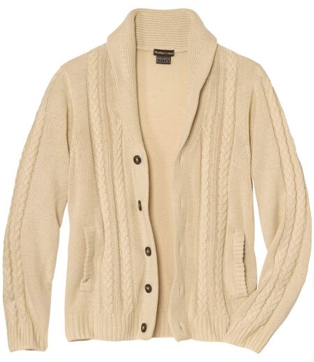 Gilet Tricot Torsadé Col Châle 