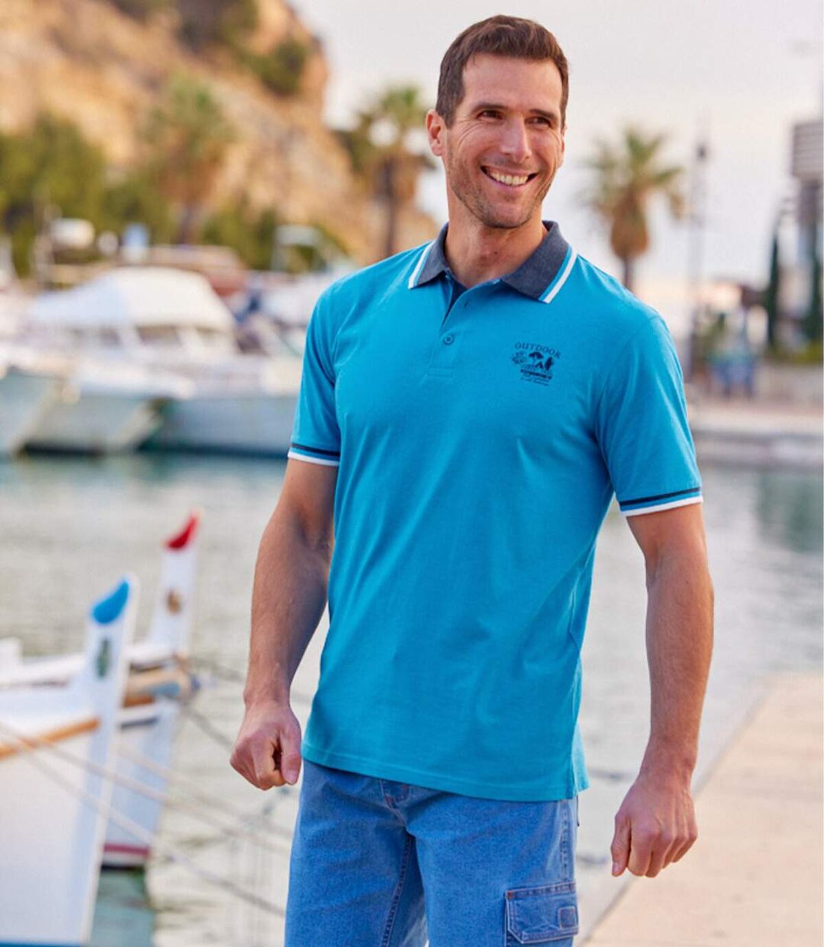 Pack of 2 Men's Jersey Polo Shirts - Blue Navy  Atlas For Men