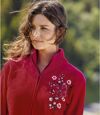Women's Embroidered Fleece Jacket - Full Zip - Red Purple Atlas For Men