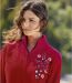 Women's Embroidered Fleece Jacket - Full Zip - Red Purple