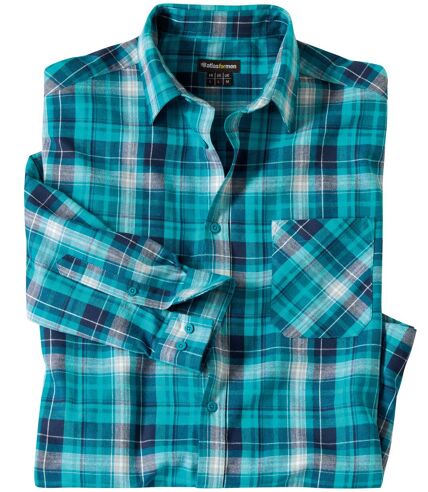 Chemise à carreaux en flanelle homme - bleu