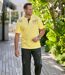 Pack of 2 Men's Button-Neck T-Shirts - Yellow Navy 