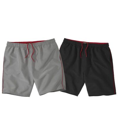 Pack of 2 Men's Sunny Microfibre Shorts - Grey Black