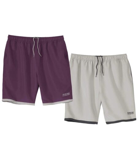 Pack of 2 Men's Microfibre Shorts - Purple Grey 