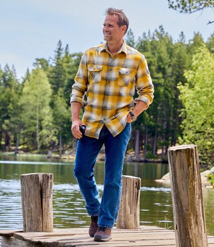 Men's Ochre Checked Flannel Shirt