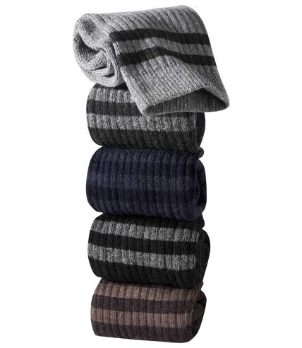 Pack of 5 Pairs of Men's Sports Socks - Brown Blue Grey