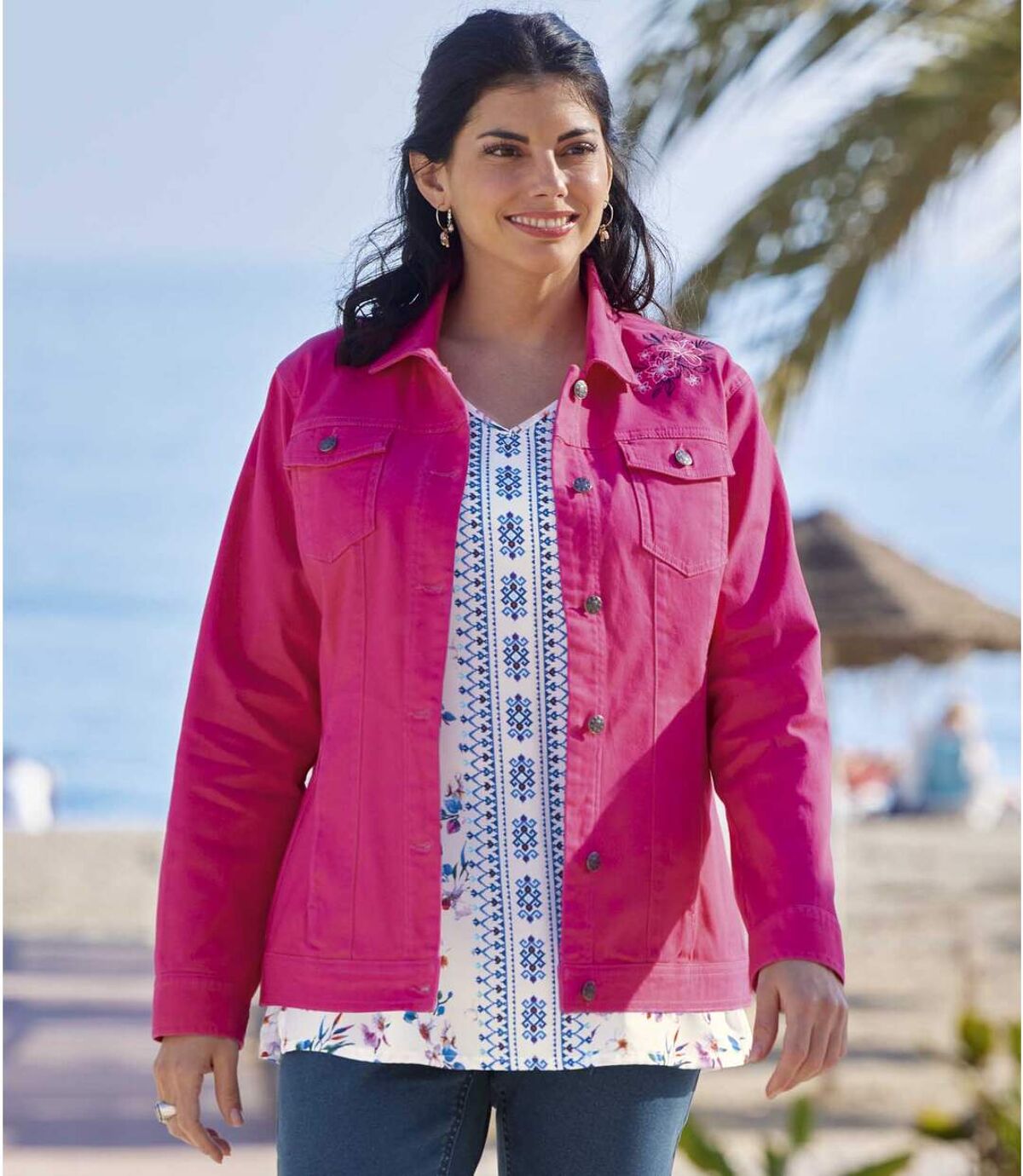 Jasje van twill met borduursel Atlas For Men