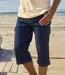 Men's Dark Blue Cropped Denim Trousers-1