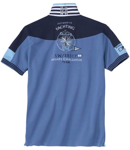 Men's Blue Nautical-Style Polo Shirt 