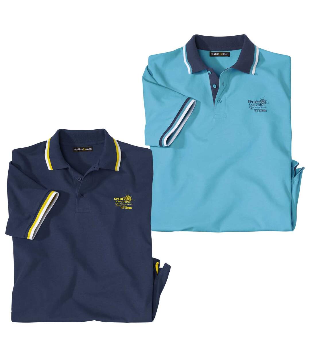 Pack of 2 Men's Casual Polo Shirts - Turquoise Navy Atlas For Men