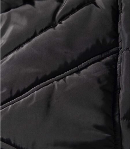 Ciepła, pikowana kurtka z kapturem z odpinaną imitacją futerka