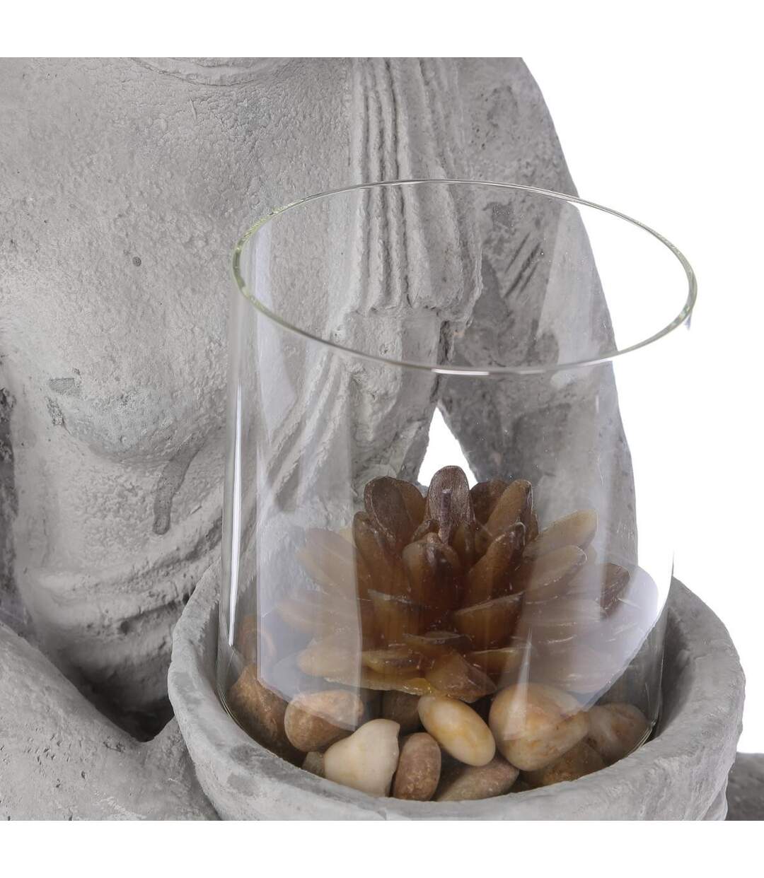 Photophore en Ciment Bouddha Assis 40cm Gris-2