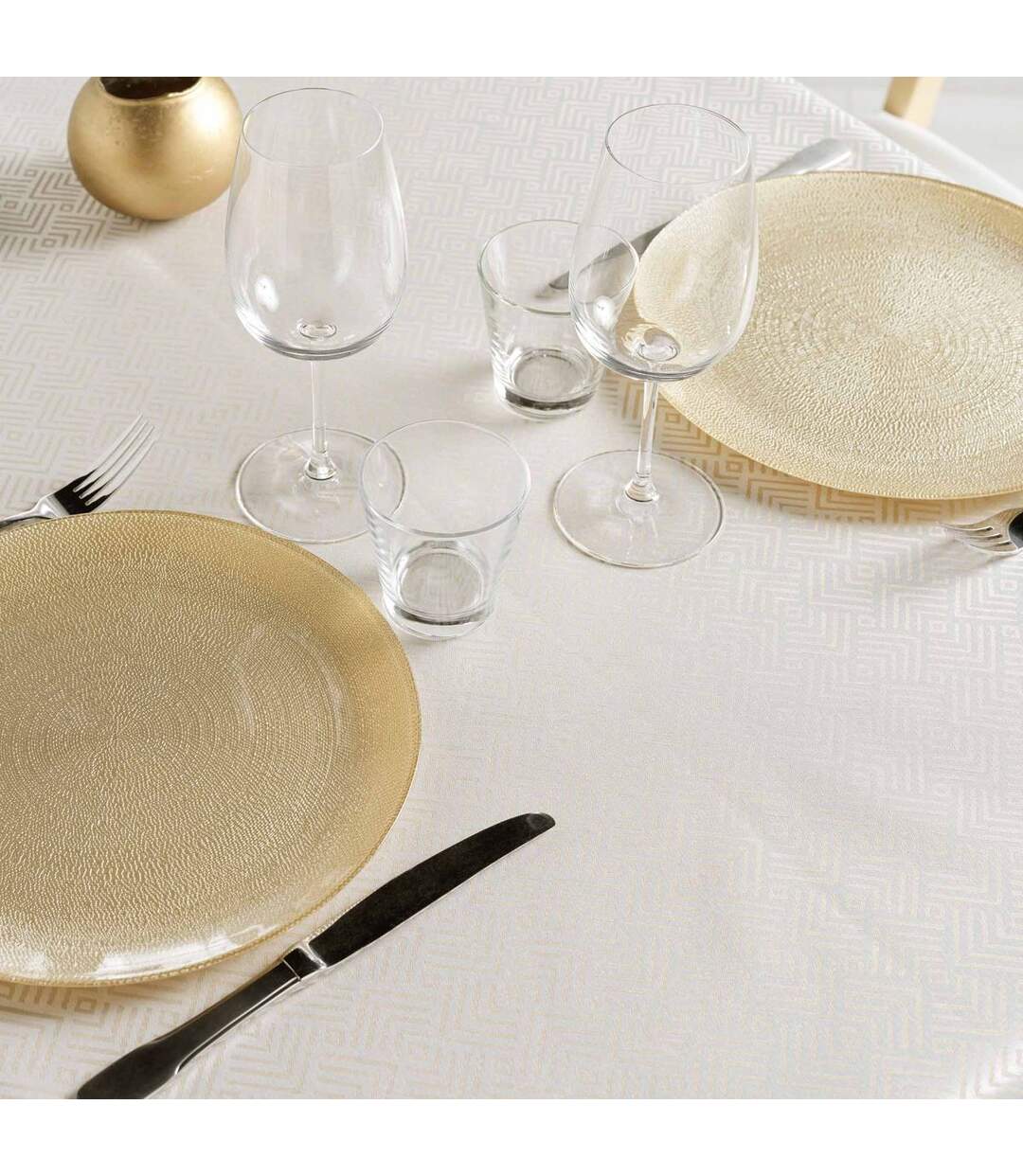 Nappe Jacquard Imprimé Azuline 140x250cm Naturel-2