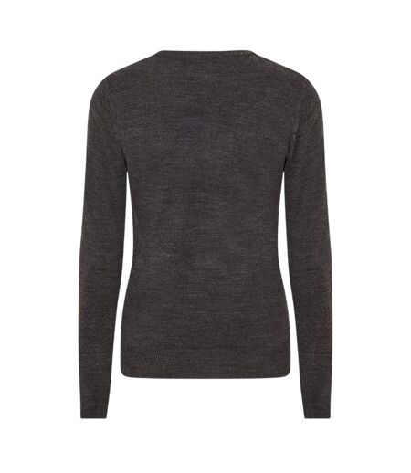 Mens Flat Knit Crew Neck Jumper Dark Charcoal Marl Brave Soul