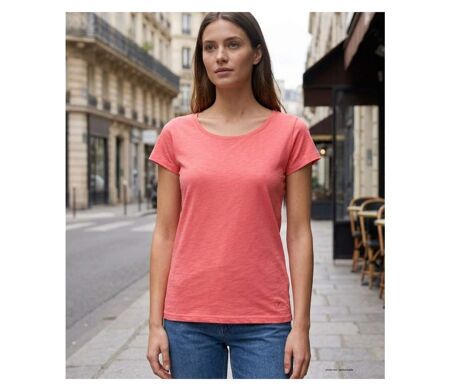 Tee-shirt MAYFLOWER DERICK2 col bateau : l'élégance du coton flammé corail