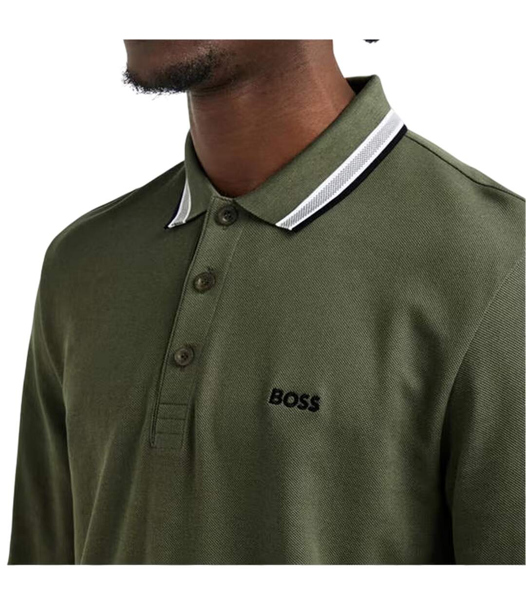 Polo Manches Longues Plisy Homme Beige Foncé Boss-4